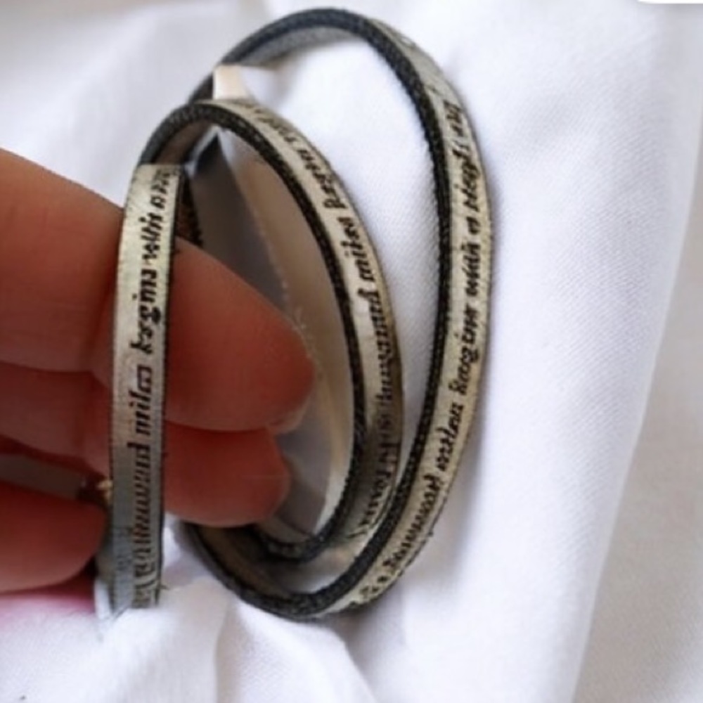AMEN silver leather wrap bracelet engraved with our journey…